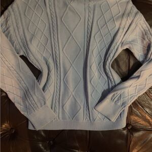 Edikted Light Blue Cable Knit Turtleneck Sweater